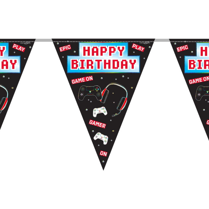 Epic Gamer Happy Birthday Bunting 11 flags 3.9m | Party Save Smile
