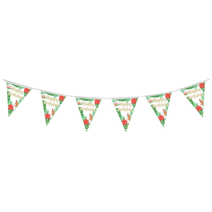 Tropical Happy Birthday Bunting 11 flags 3.9m