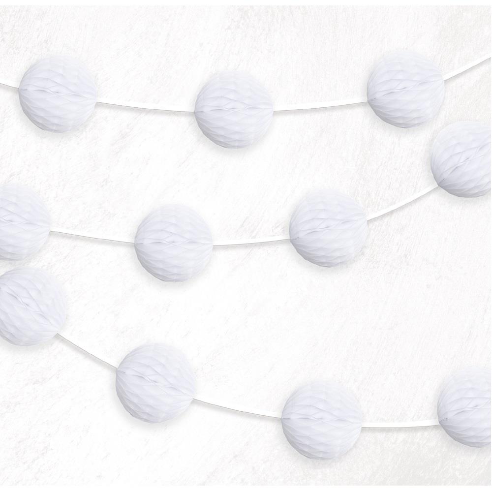 White Honeycomb Balls Garland 2 metres | Party Save Smile