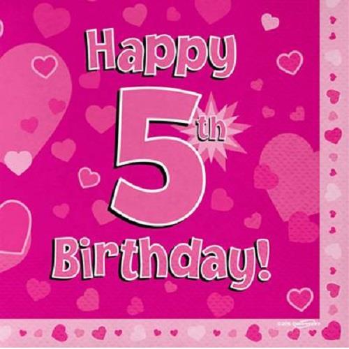 Pink Heart 5th Birthday Party Pack; Kit with Decorations - Party Save Smile