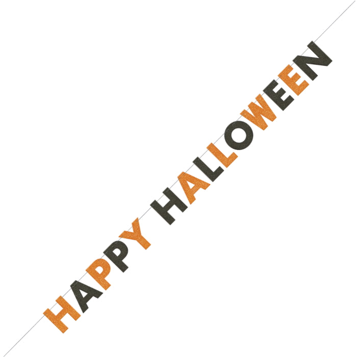 Happy Halloween Glitter Party Banner Decoration 2.7 Metres | Party Save Smile