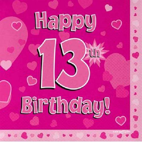 Pink Heart 13th Birthday Party Pack: Tableware Party Kit