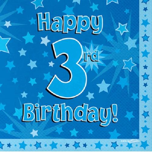 Blue 3rd Birthday Party Pack: Tableware Party Kit