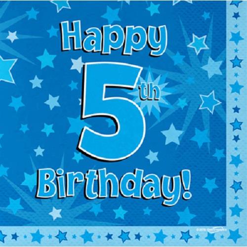 Party Packs - 5th Birthday Tableware Blue