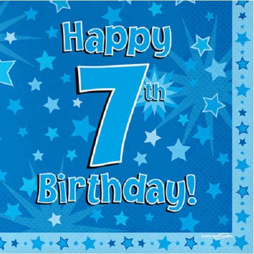 Blue Star Happy 7th Birthday Party Pack with Decorations