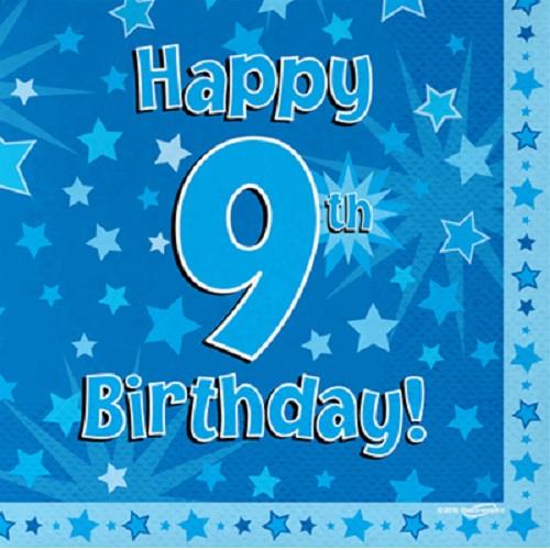 Party Pack - 9th Birthday Tableware Blue Star