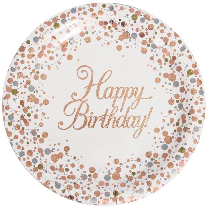 Rose Gold 60th Birthday Plates and Napkins: Tableware Party Kit