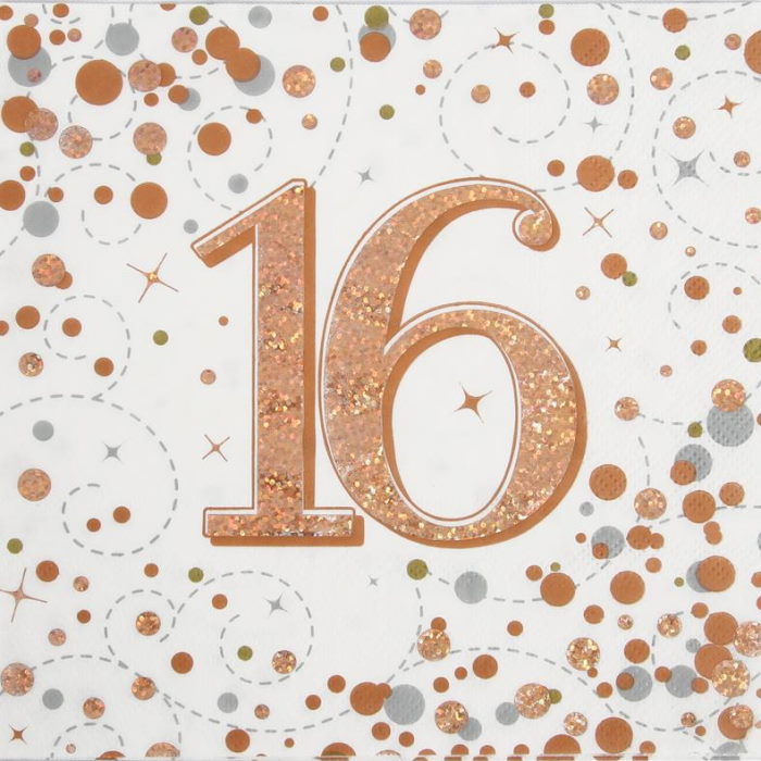 Rose Gold 16th Birthday Tableware Party Pack