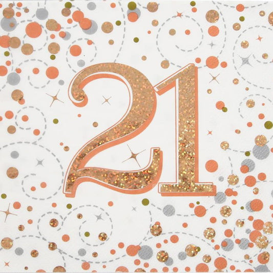 Rose Gold Fizz 21st Birthday Napkins | Party Save Smile