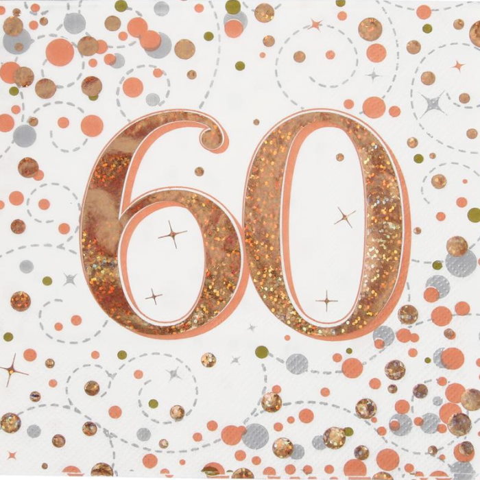 Rose Gold 60th Birthday Party Packs: Kit Tableware & Décor