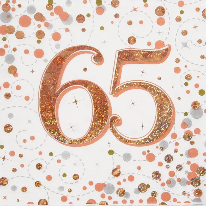 Rose Gold 65th Birthday Party Packs: Kit with Decorations