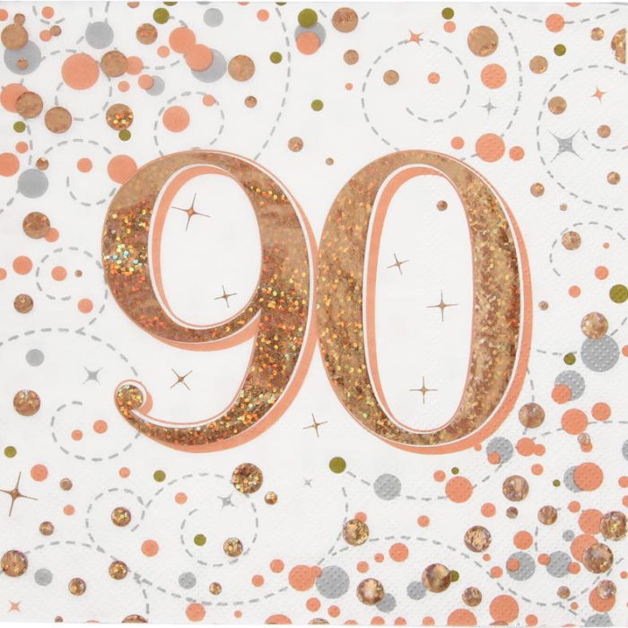90th Party Packs with Decor - Rose Gold
