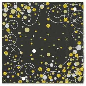 Black and Gold Sparkling Party Napkins Pack of 16 Serviettes