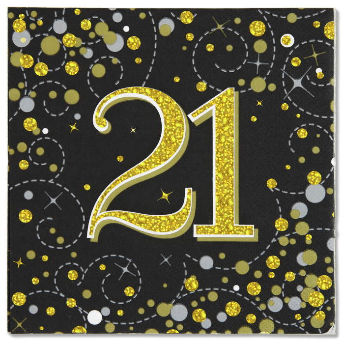 Black & Gold 21st Birthday Party Pack with Decorations - Party Save Smile