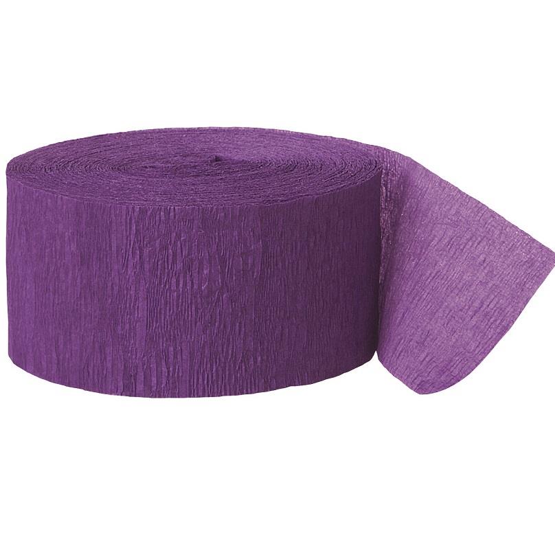 Purple Streamers: Paper Crepe Streamers 24 metres | Party Save Smile