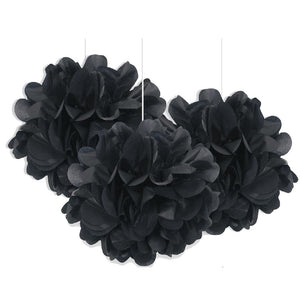Black Decorative Puff Balls 9 Inches Pack of 3