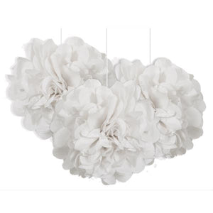 White Puff Ball Decorations 9 inch Pack of 3