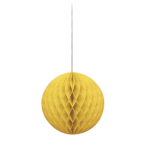 Yellow Honeycomb Ball Party Hanging Decorations 8 Inches