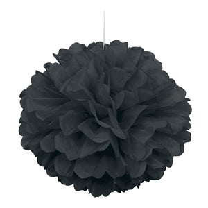 Black 16 inch Puff Ball Party Hanging Decorations