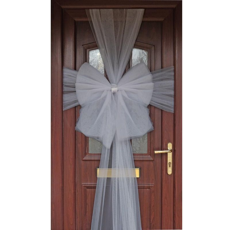 Silver Door Bow: Door Decoration | Party Save Smile