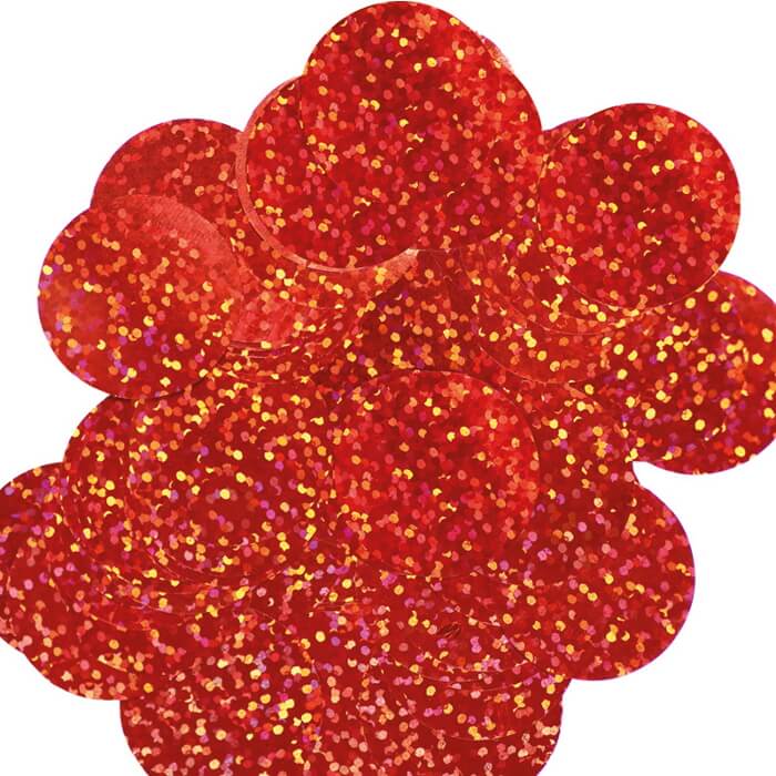 10mm Holographic Red Foil Confetti - 50 grams | Party Save Smile