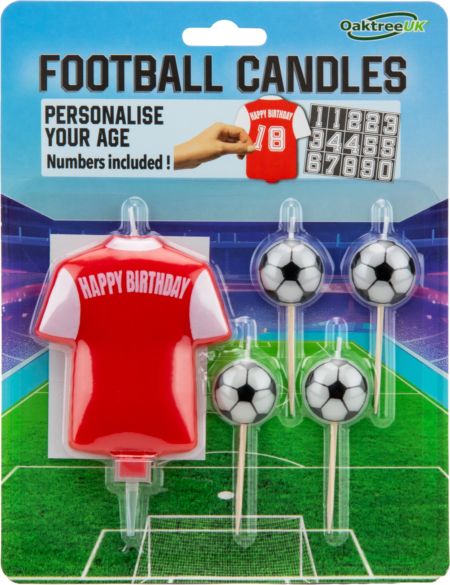 Football Shirt Candle Red/White - Personalise Age | Party Save Smile