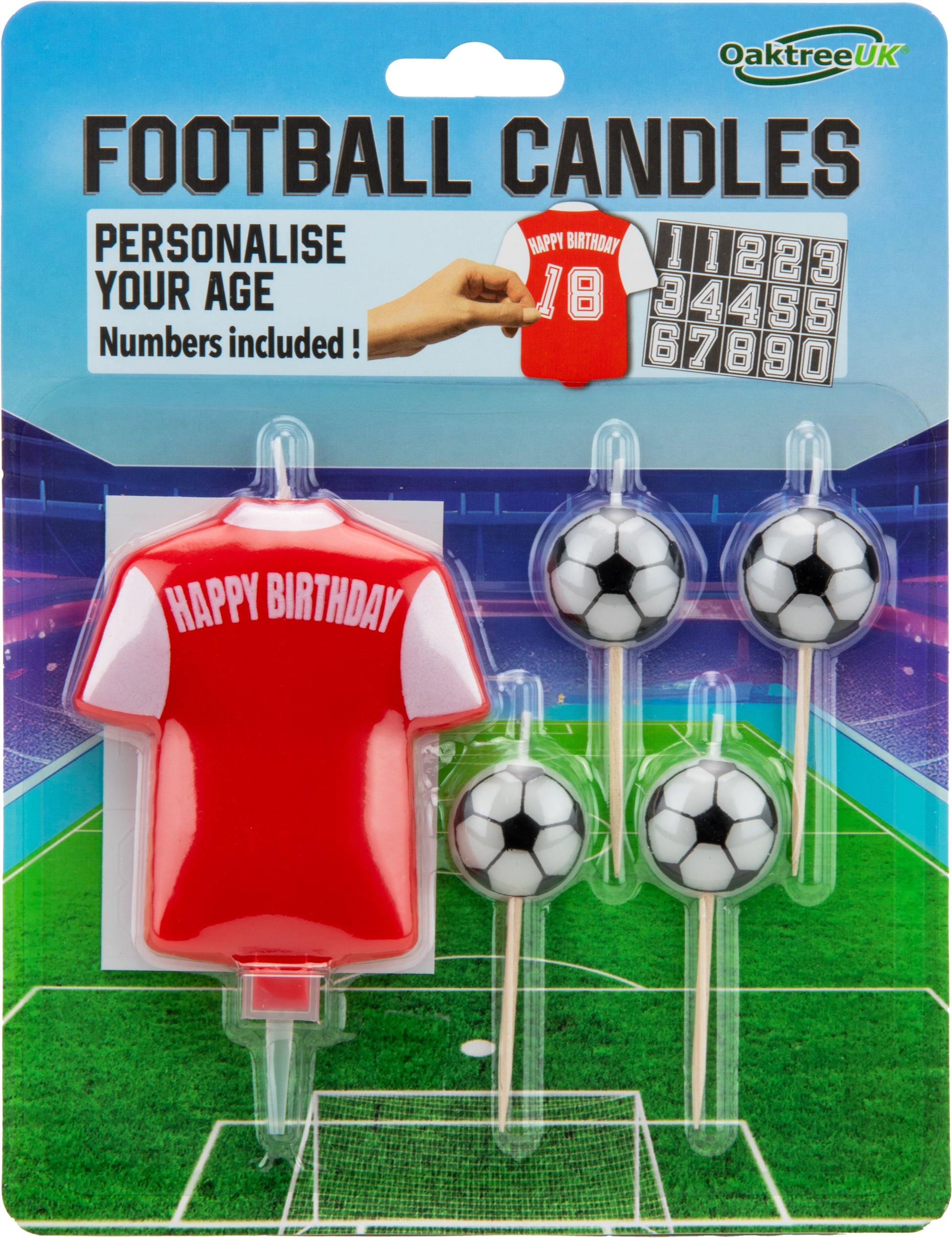 Football Shirt Candle Red/White - Personalise Age | Party Save Smile