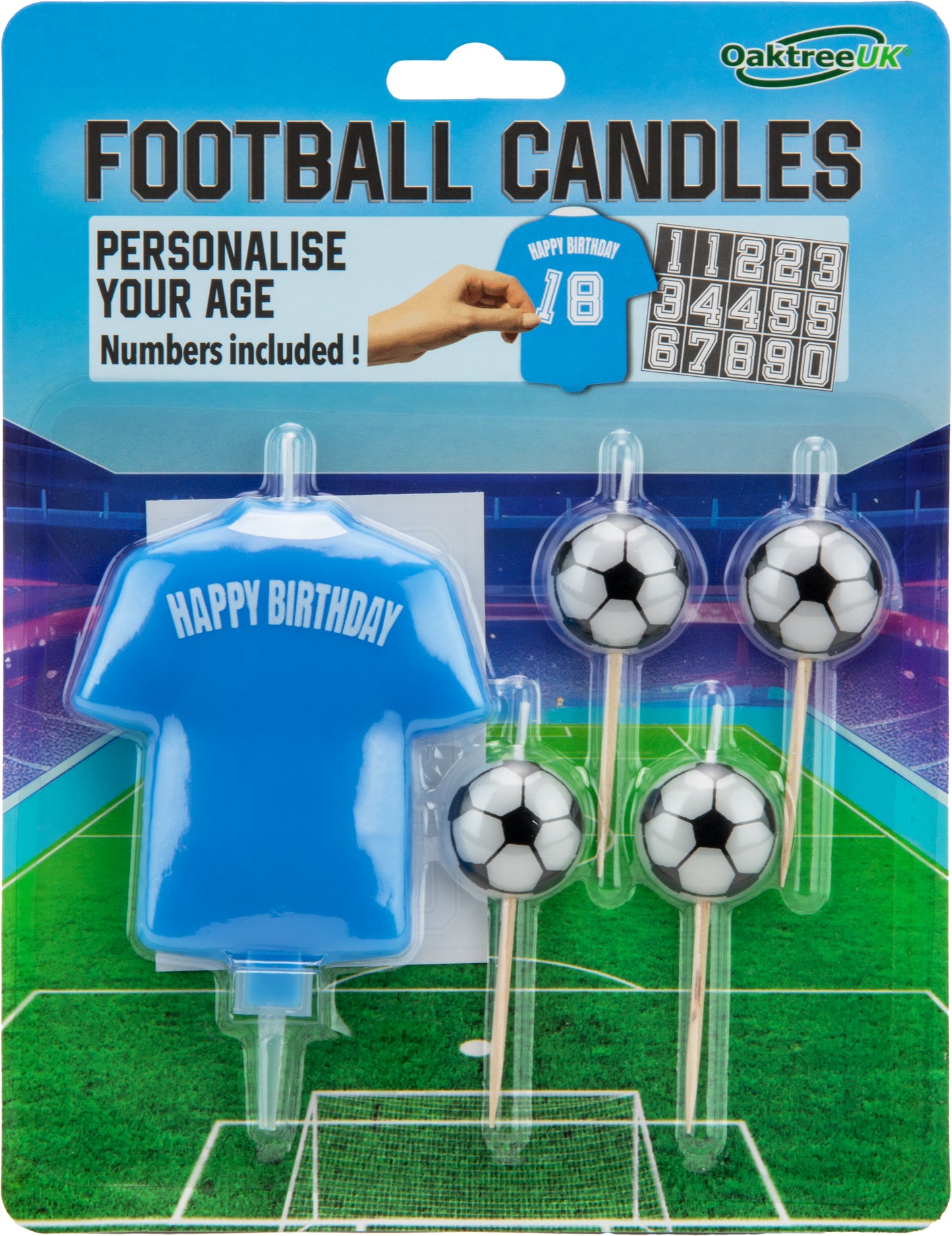 Football Shirt Candle Light Blue - Personalise Age | Party Save Smile