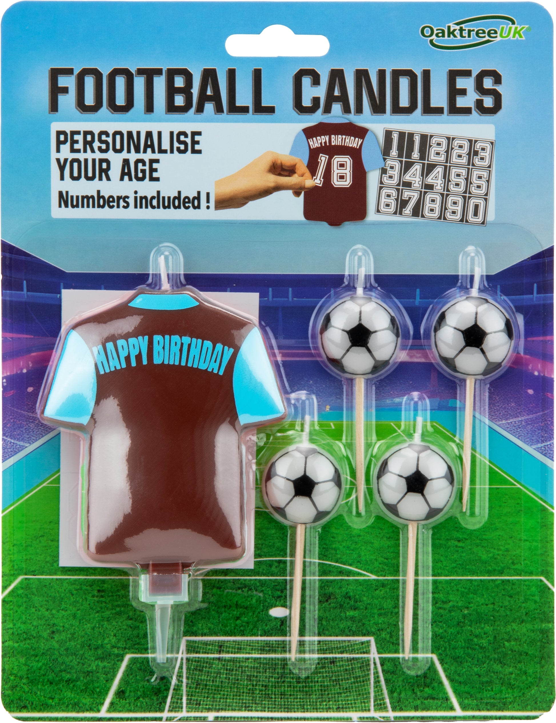 Football Shirt Candle Claret & Blue - Personalise Age | Party Save Smile