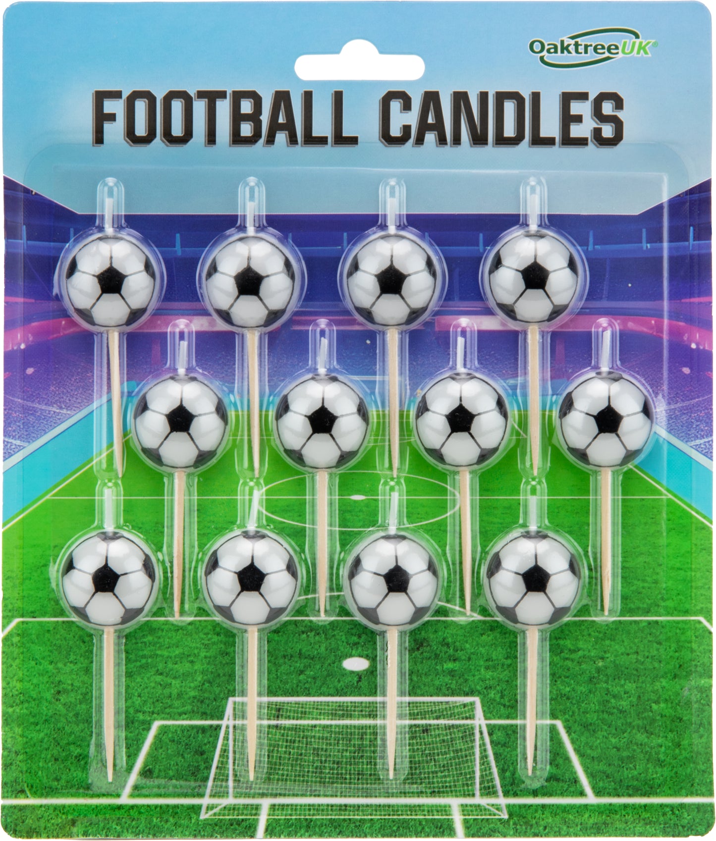 12 Half Football Candles with Wooden Picks | Party Save Smile