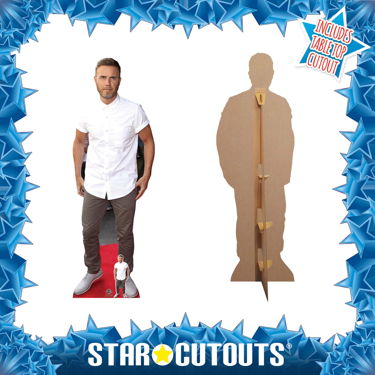 Gary Barlow White Shine Cardboard Cut Out Height 175cm Lifesize - Party Save Smile