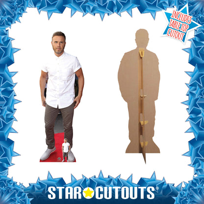 Gary Barlow White Shine Cardboard Cut Out Height 175cm Lifesize - Party Save Smile