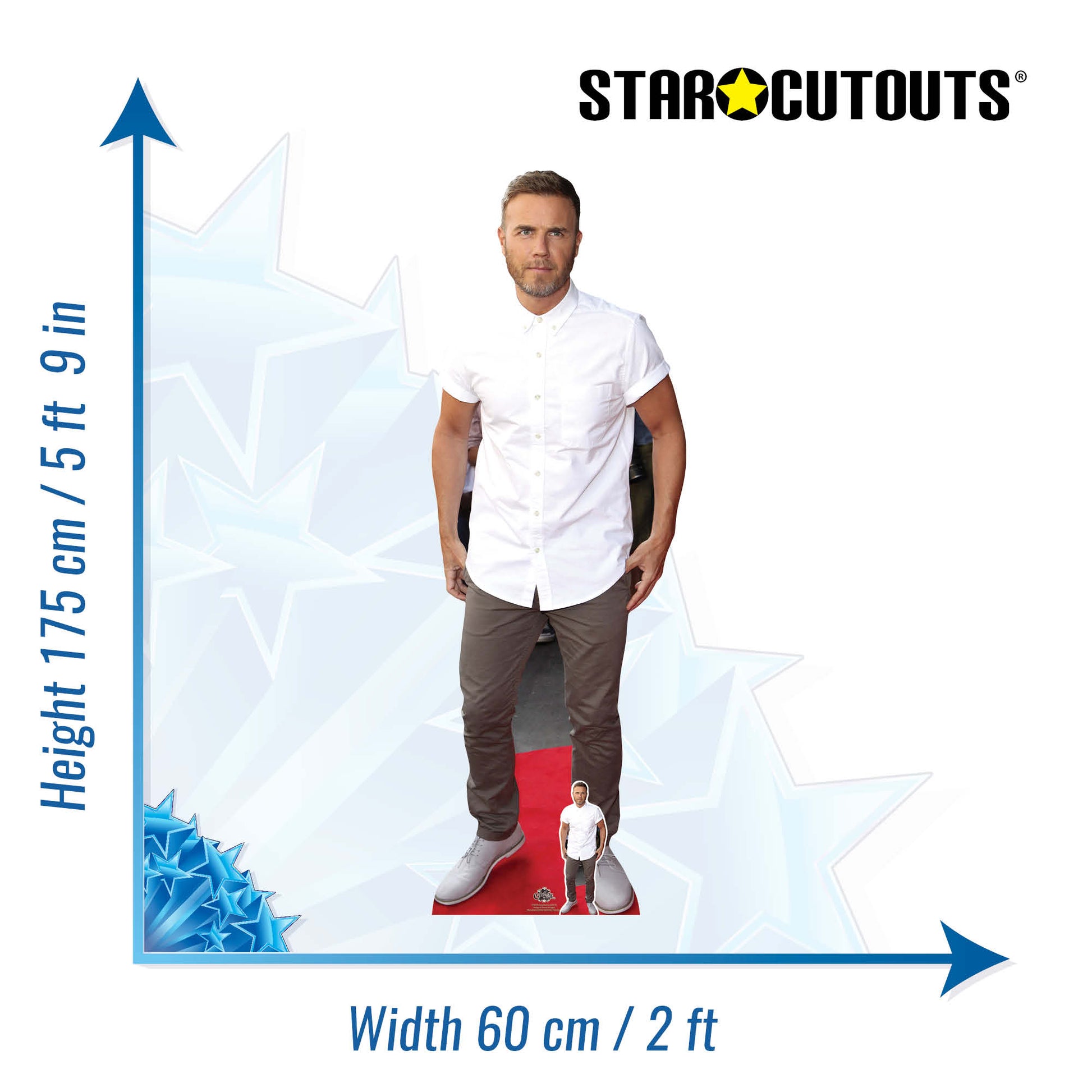 Gary Barlow White Shine Cardboard Cut Out Height 175cm Lifesize - Party Save Smile