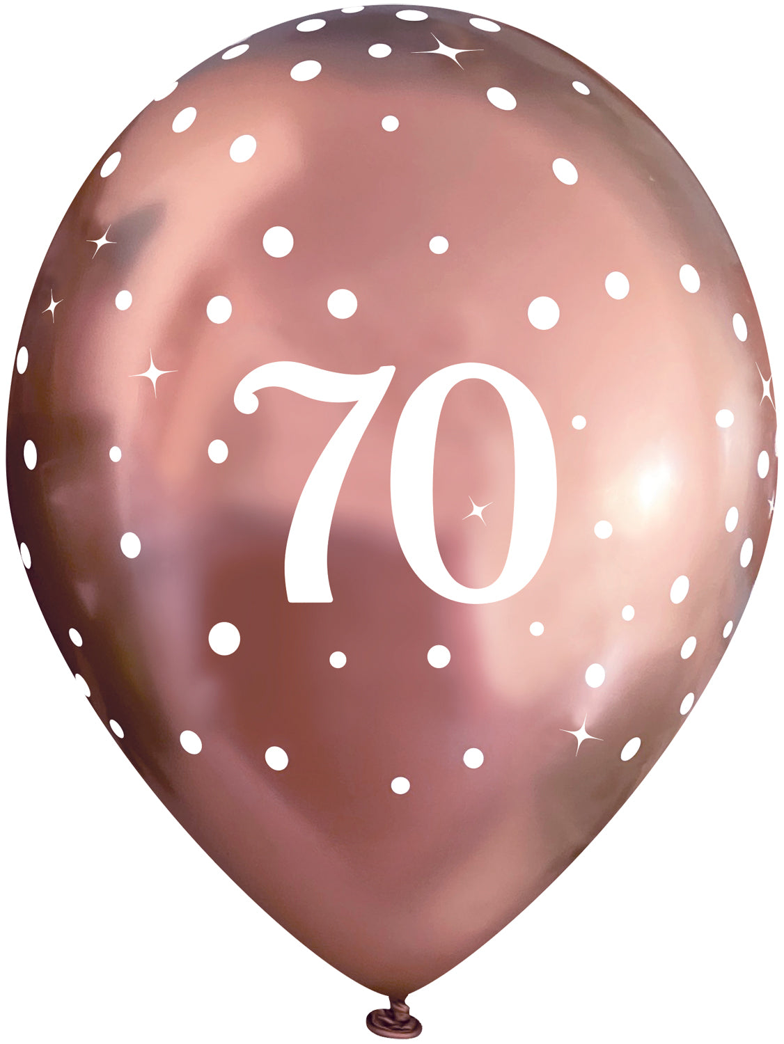 Fizz Rose Gold 70th Birthday Latex Balloons Pack of 6 | Party Save Smile