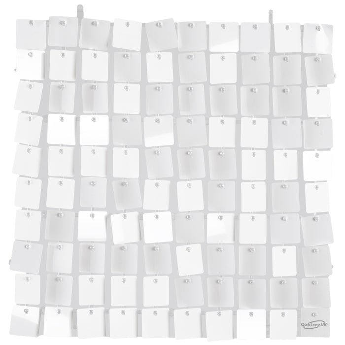 Metallic White Sequin Wall Panels 30 x 30cm | Party Save Smile