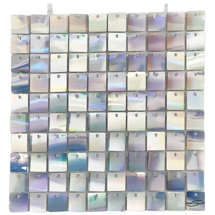 Iridescent Silver Sequin Wall Panels 30 x 30cm | Party Save Smile
