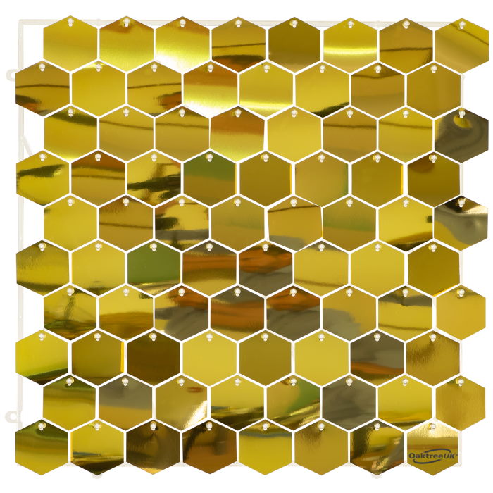 Metallic Light Gold Hexagon Sequin Wall Panel 30 x 30cm | Party Save Smile