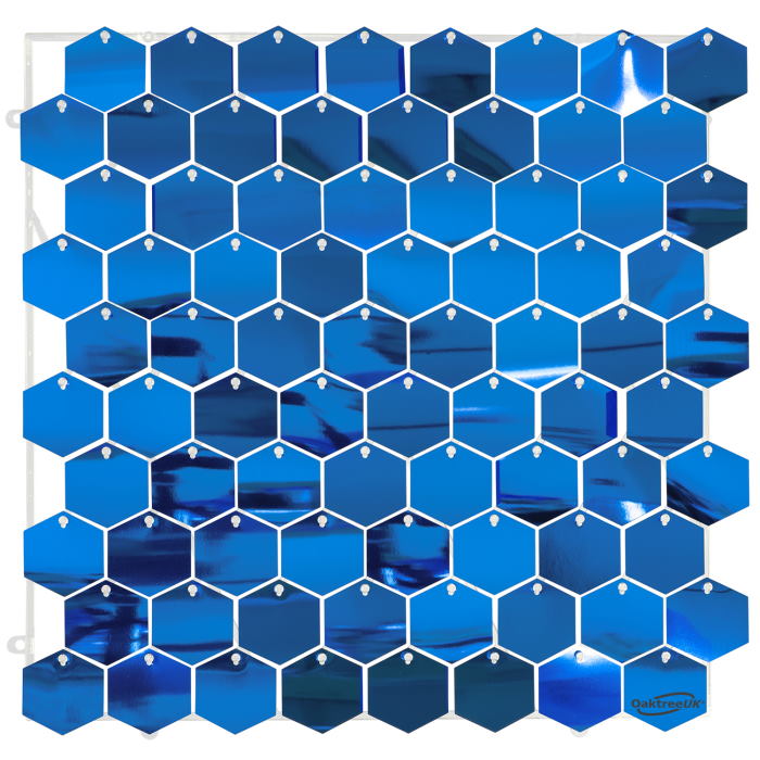 Metallic Light Blue Hexagon Sequin Wall Panel 30 x 30cm | Party Save Smile