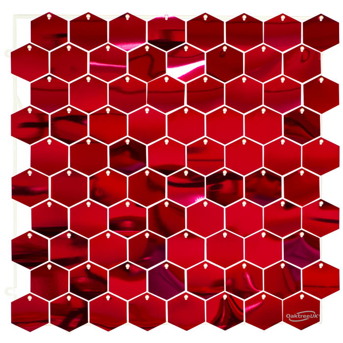 Metallic Red Hexagon Sequin Wall Panel 30 x 30cm | Party Save Smile