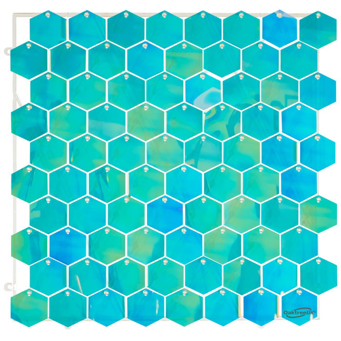 Iridescent Blue Hexagon Sequin Wall Panel 30 x 30cm | Party Save Smile