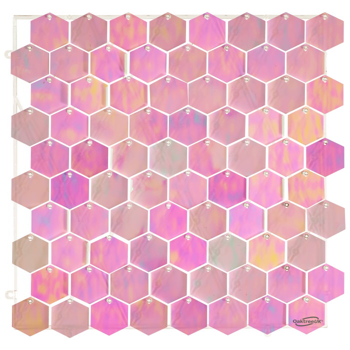 Iridescent Pink Hexagon Sequin Wall Panel 30 x 30cm | Party Save Smile