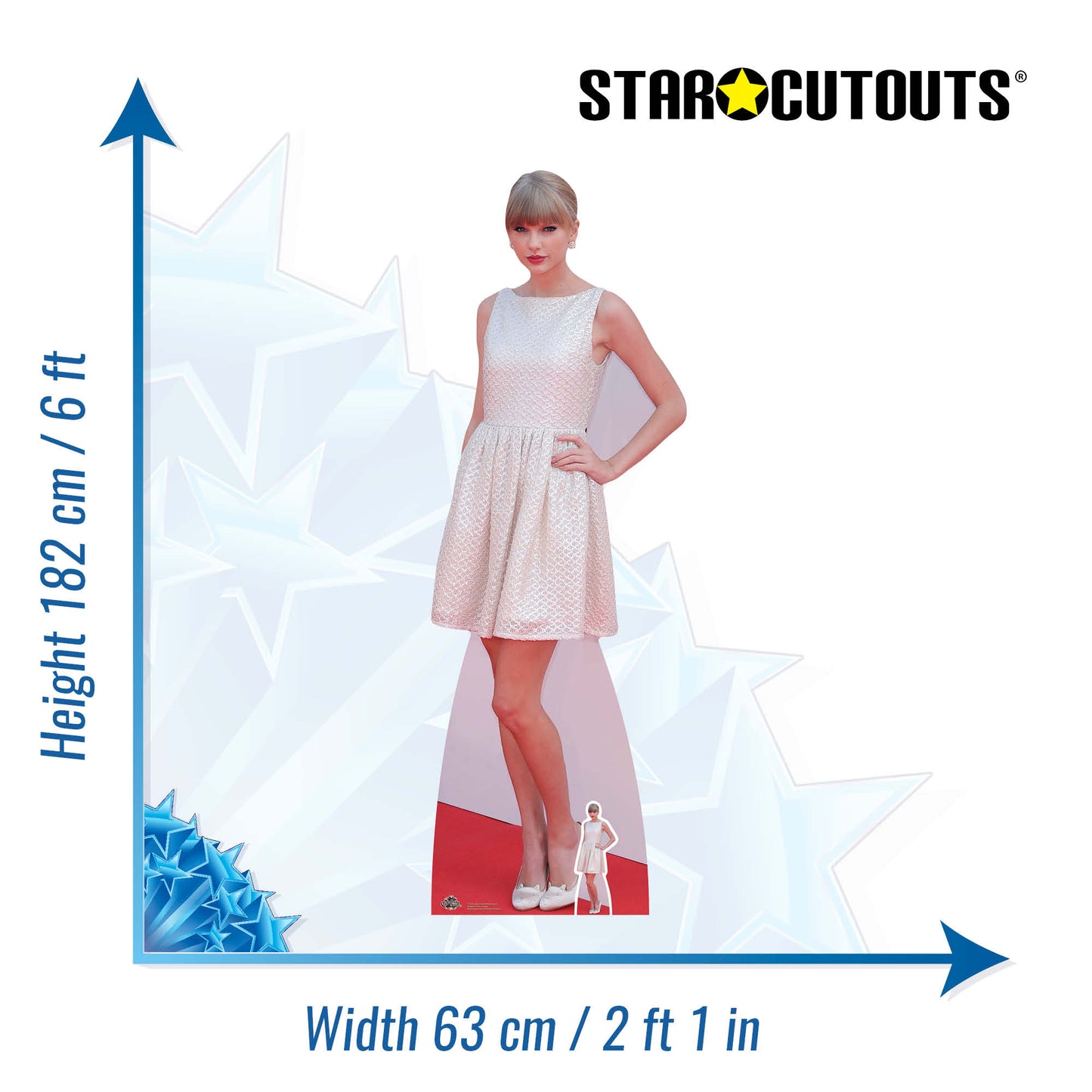 Life Size Cut Out Taylor Swift (White Dress) Height 182cm With Mini