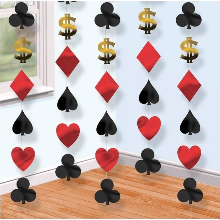 Casino Hanging String Decorations Pack of 6 | Party Save Smile