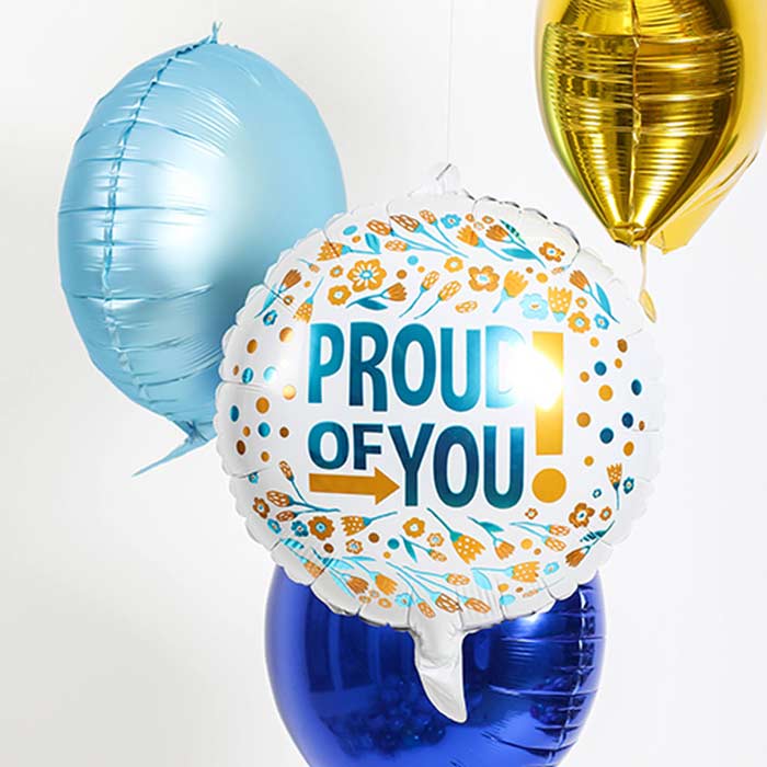 Proud of You Foil Balloon Floral Print 18 Inches