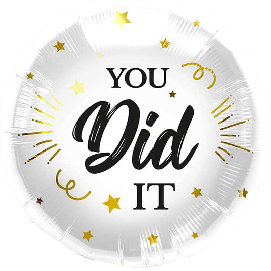 You Did It Foil Balloon White Black & Gold 18 Inches| Party Save Smile