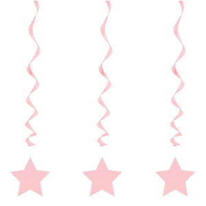 Baby Pink Star Party Hanging Swirls Pack of 3