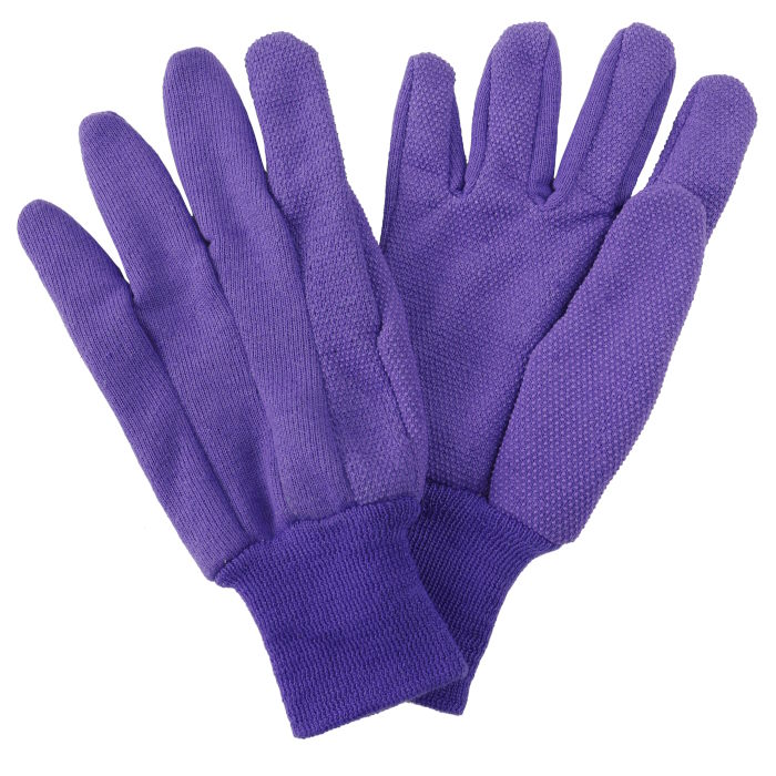 Jersey Cotton Grip Ladies Gardening Gloves Purple Medium | Party Save Smile