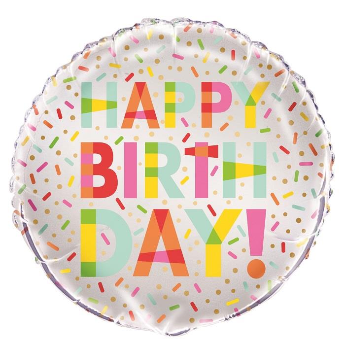 Donut Sprinkles Happy Birthday Foil Balloon 18 Inches