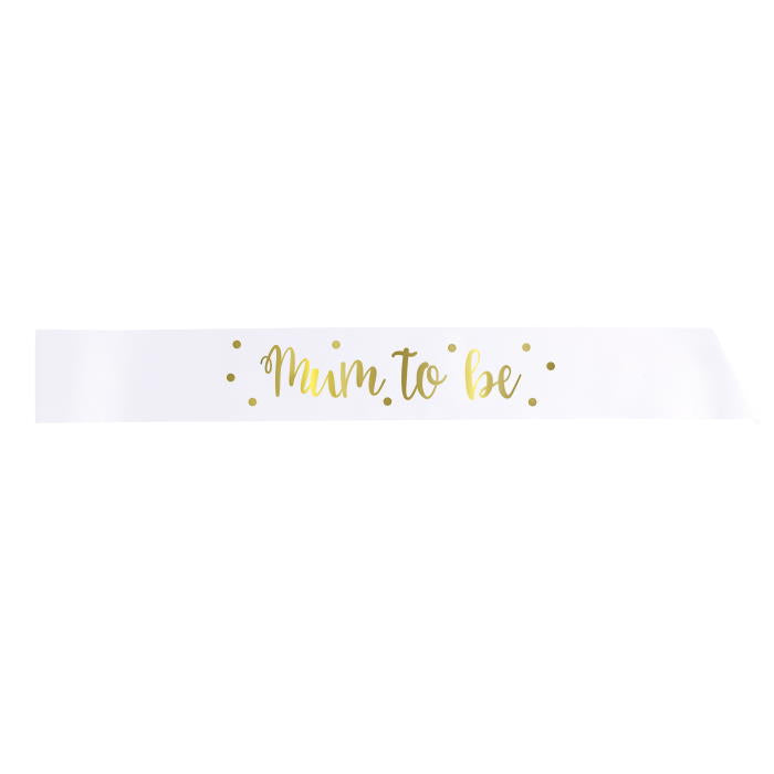 Mum to Be Sash White and Gold: Hen Party Accessory | Party Save Smile