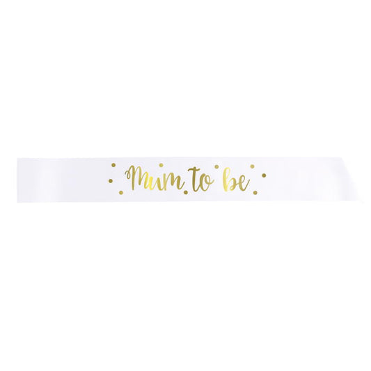 Mum to Be Sash White and Gold: Hen Party Accessory | Party Save Smile